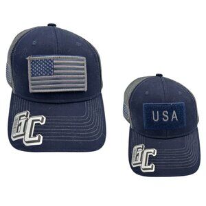 USA Flag Patch Military Baseball Trucker Hat Soft Jersey Mesh Navy Blue 2 In 1